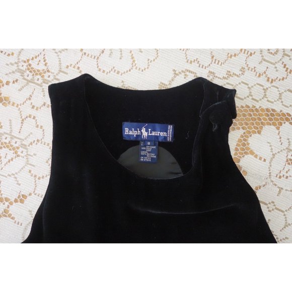 Vintage 80s Polo Ralph Lauren Black Velvet Sheath Mini Dress sz 8 - Picture 4 of 4
